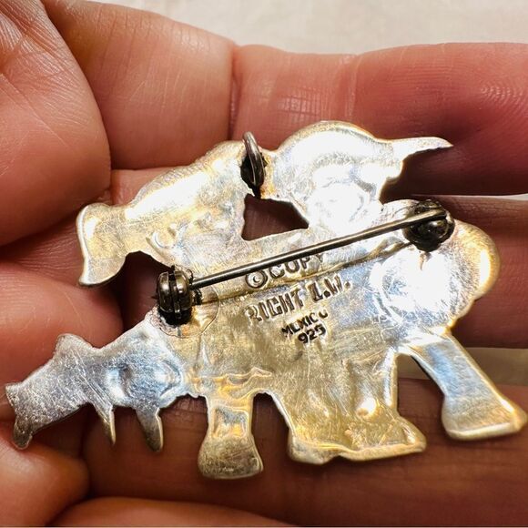 Vintage Sterling Silver Mexico Boy & Girl Pin/Brooch Pendant - Picture 5 of 5